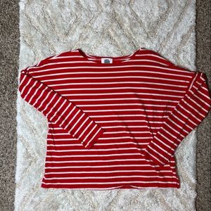 Old Navy Boxy Red Stripped Long Sleeve